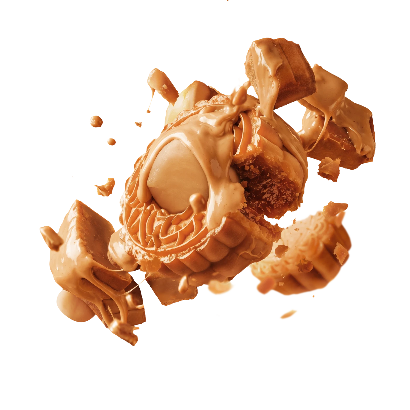 Premium macadamia mooncake with caramel and macadamia pieces